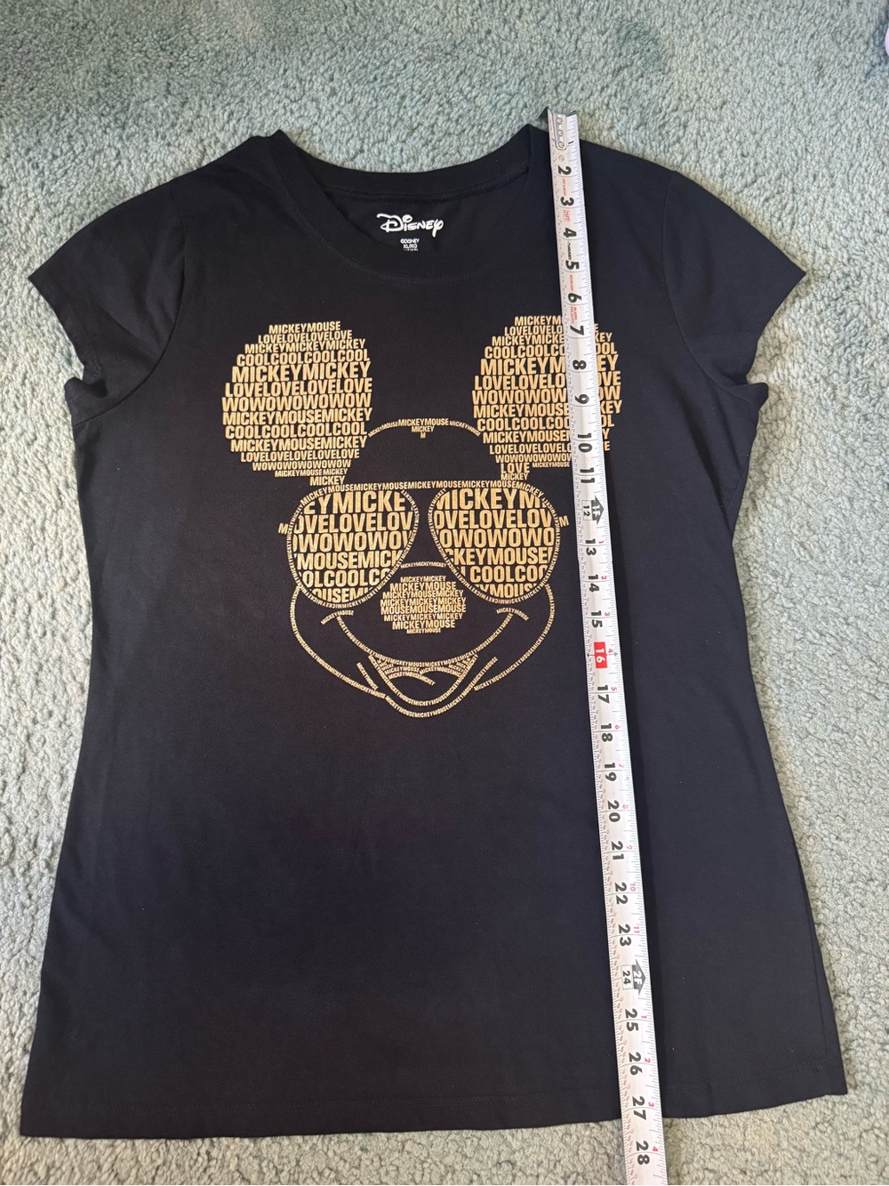 Disney Black Tee with Metallic Gold Mickey Graphic